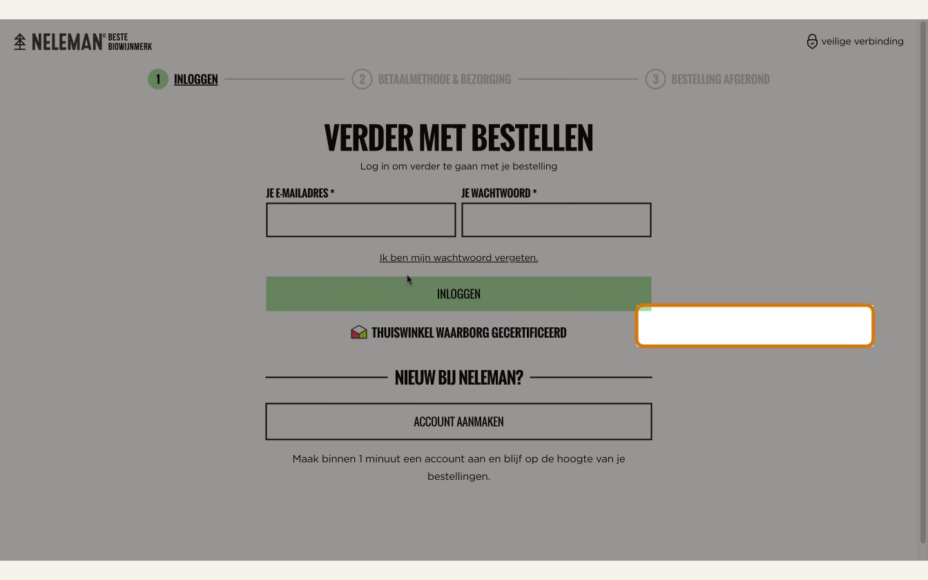 Neleman afrekenscherm met kortingscodeveld