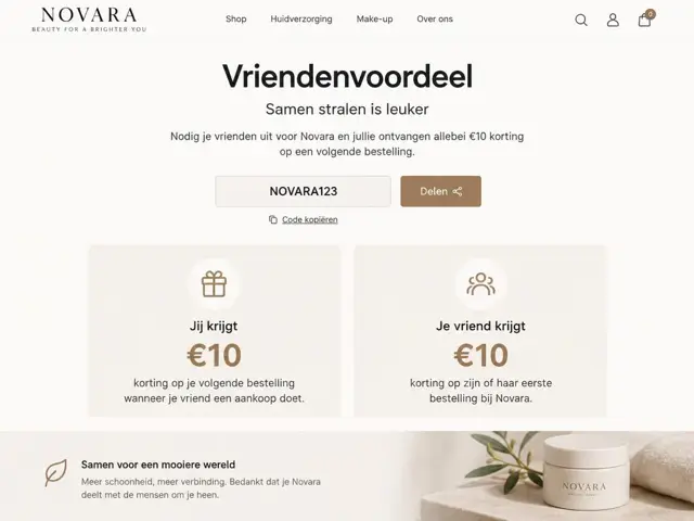 Screenshot van de vriendencode-pagina